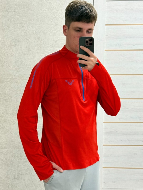 Dynafit React Dry 1/4 Zip Trail Running Shirt Men's Size L Red Long Sleeve Tee gallery
