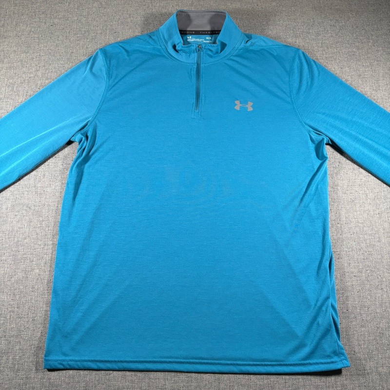 Under Armour Quarter Zip Pullover Mens Large Blue Threadborne HeatGear Active gallery