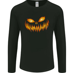 Pumpkin Face Halloween Horror Scary Mens Long Sleeve T-Shirt