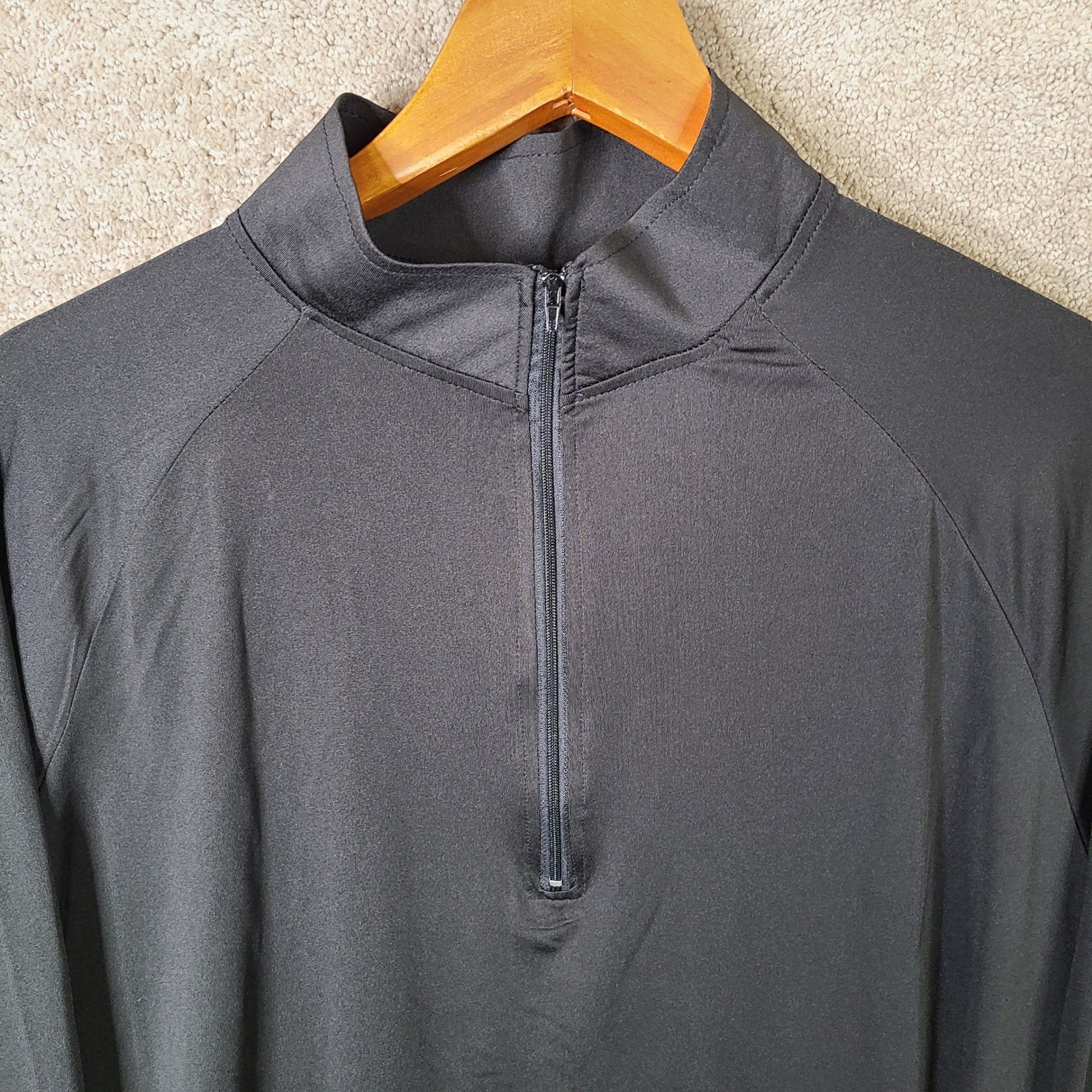 Real Essentials Shirt Mens 1X Black Quarter Zip 1/4 Pullover Long Sleeve Active gallery
