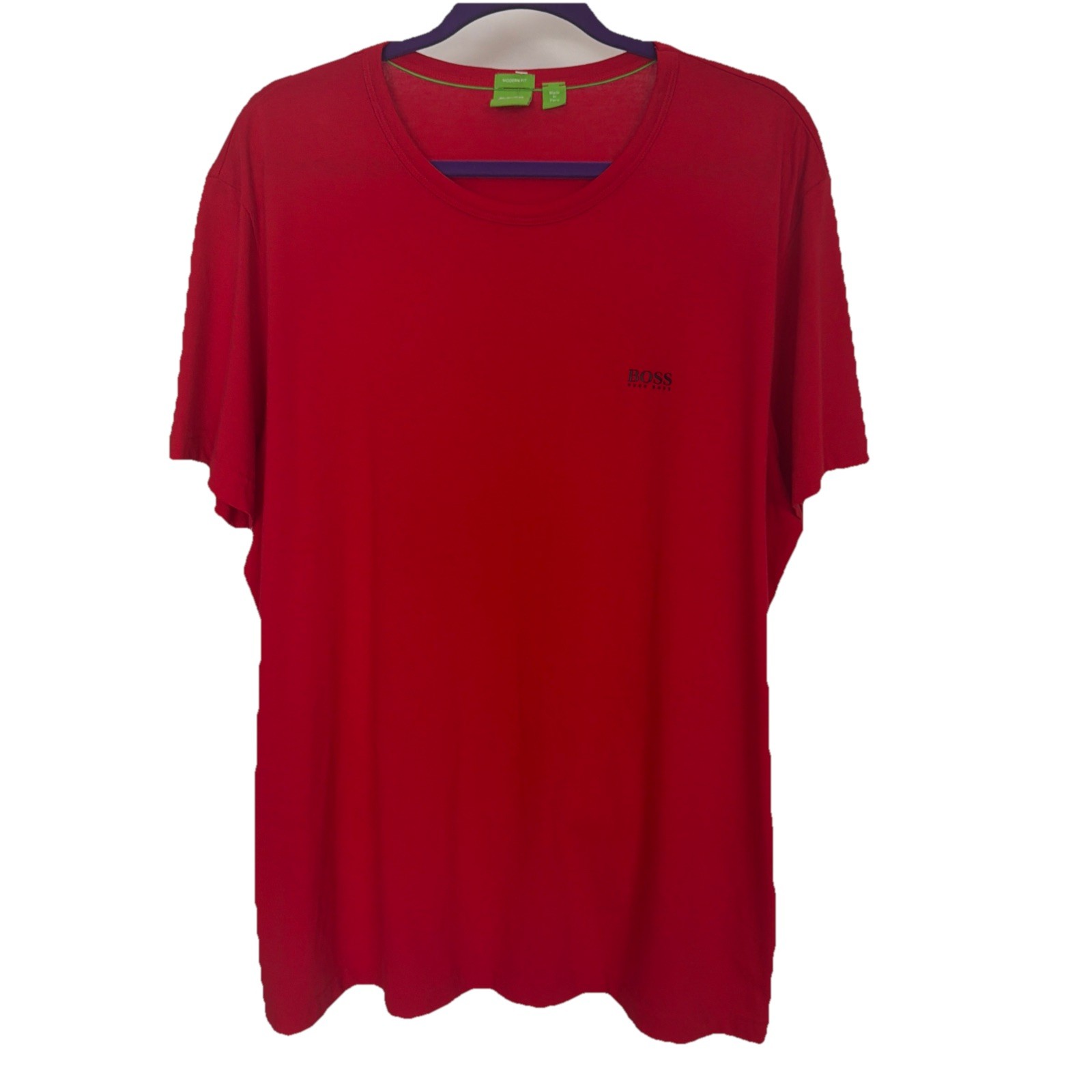 Hugo Boss Men’s Red Stretch Cotton T-Shirt Regular Fit Contrast Logo Size XXL gallery