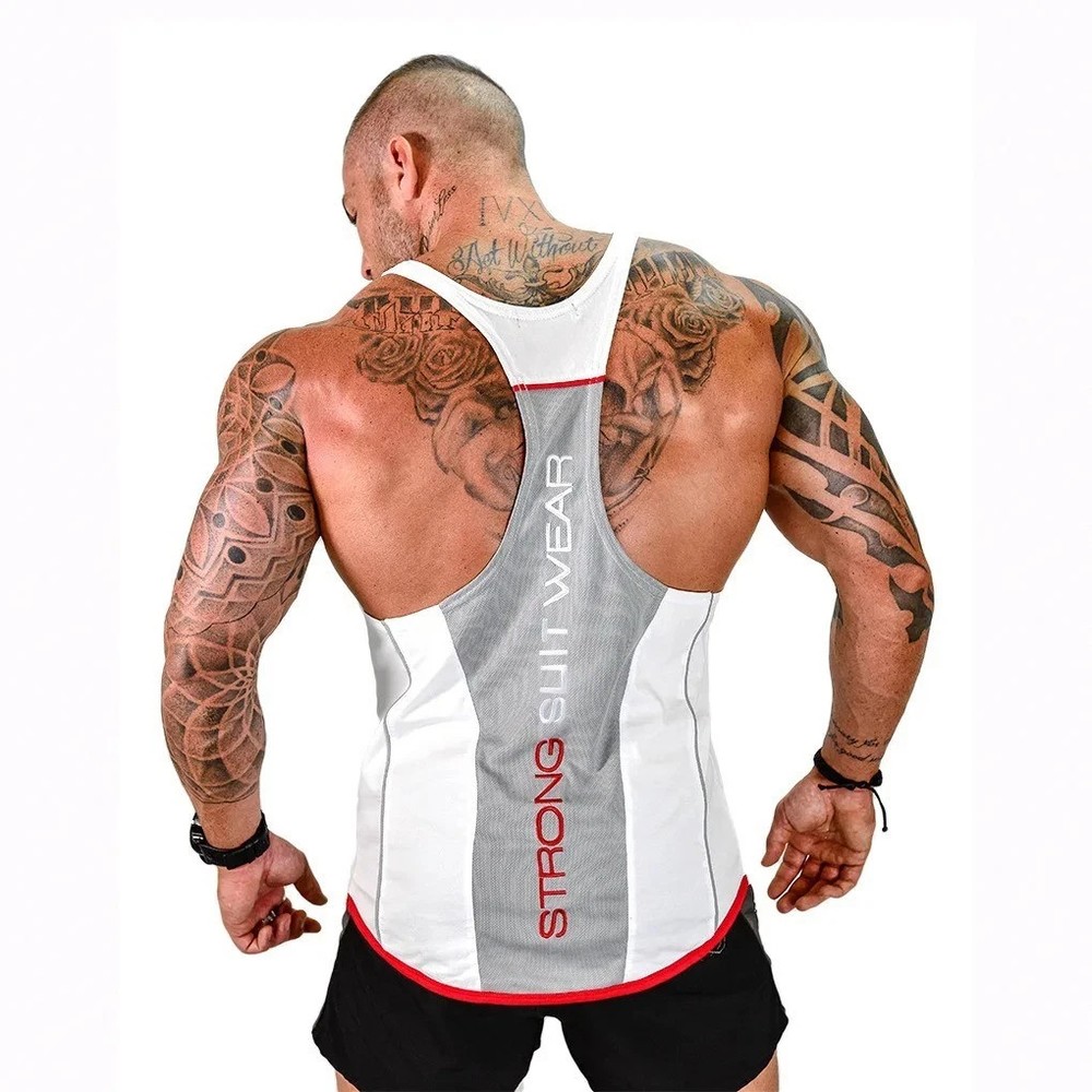 Men's Gym Tank Top Muscle Shirt Sleeveless T Shirt Workout Fitness Training Tee
