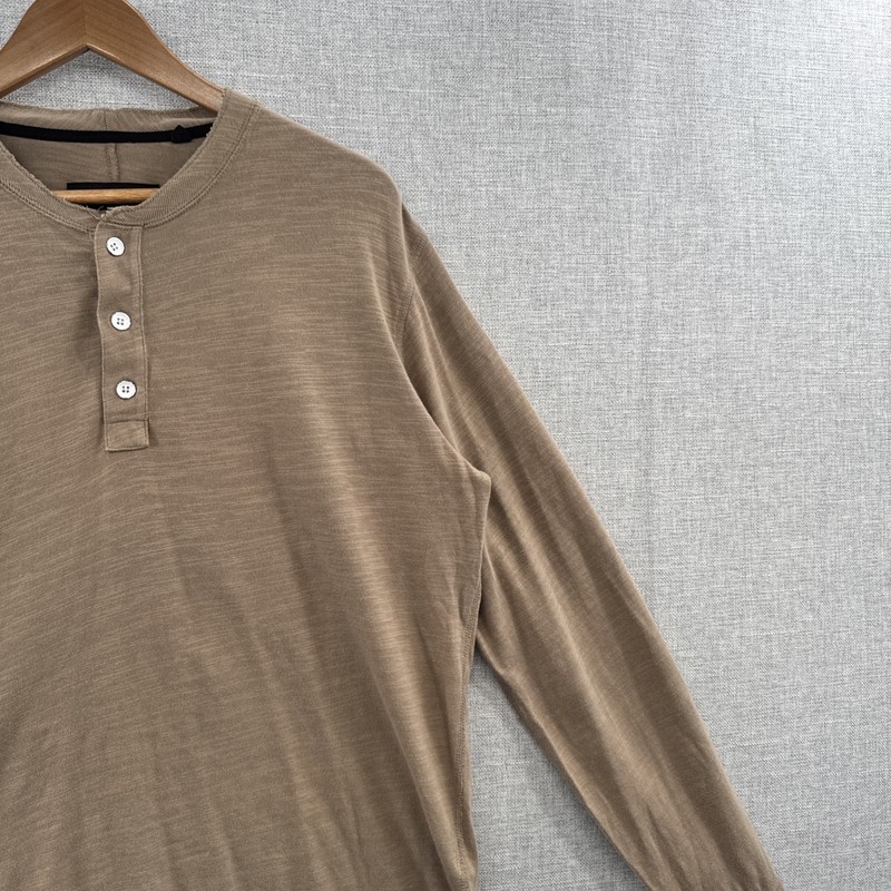 Rag & Bone Henley Shirt Mens XL Brown Slub Long Sleeve Quiet Luxury Minimalist gallery