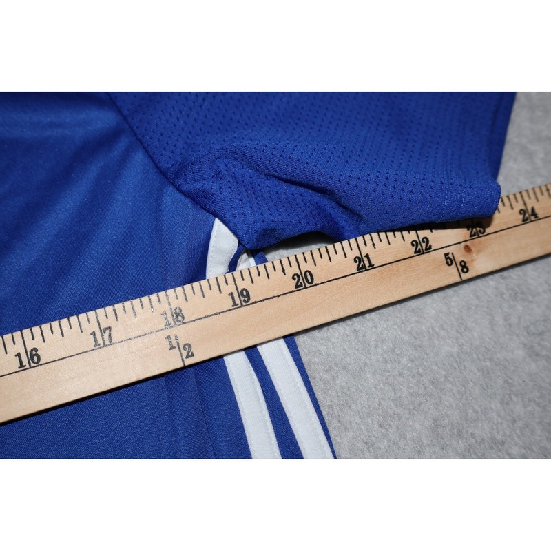 Adidas Soccer Jersey Shirt Mens Medium Blue Slim Fit Short Sleeve 3-Stripes gallery