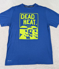 Nike Running “Dead Heat” T-Shirt Men’s L Blue Dri Fit Skull Headband Print