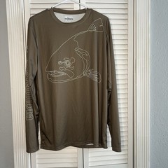 Columbia Sportswear PFG Long Sleeve Shirt Fish Print Size M Olive Green Fishing