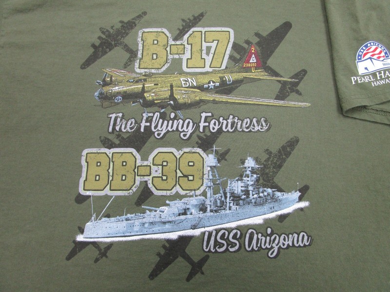 Pearl Harbor Shirt XL Flying Fortress USS Arizona B-17 BB-39 Navy Ship Veterans gallery