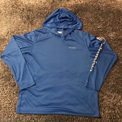 Columbia PFG Hoodie Shirt Men XL Blue Long Sleeve Omni Shade Fishing Performance