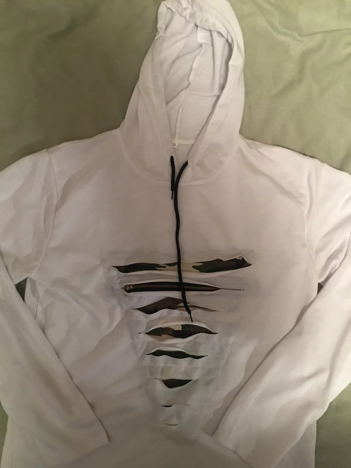 ROMWE Men's Lightweight Sweatshirt,Camoflauge (CAMO) design~White Casual Top-XL gallery