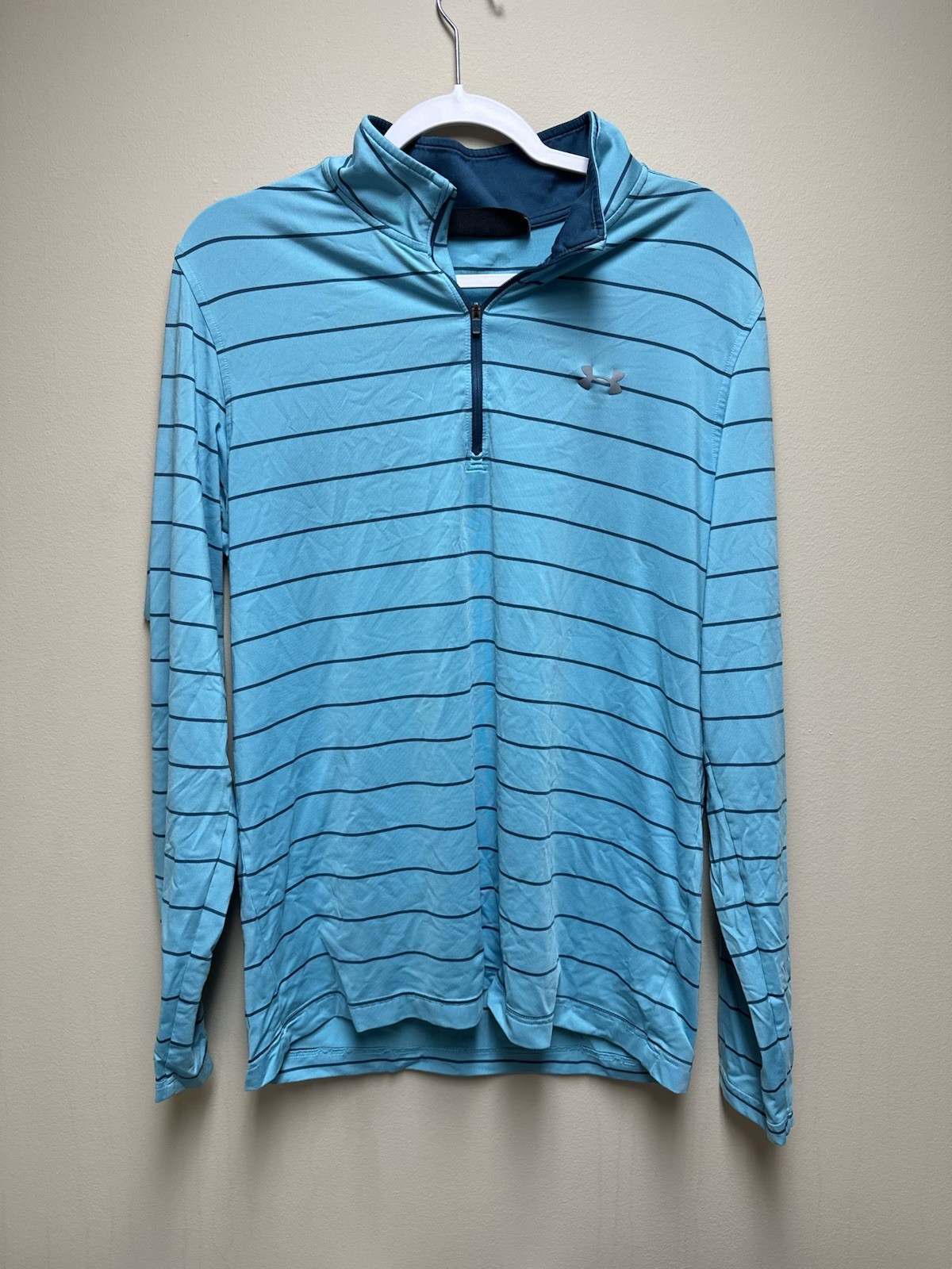 Under Armor Cold Gear Loose Fit Quarter Zip Light Blue Pullover Men’s Medium gallery