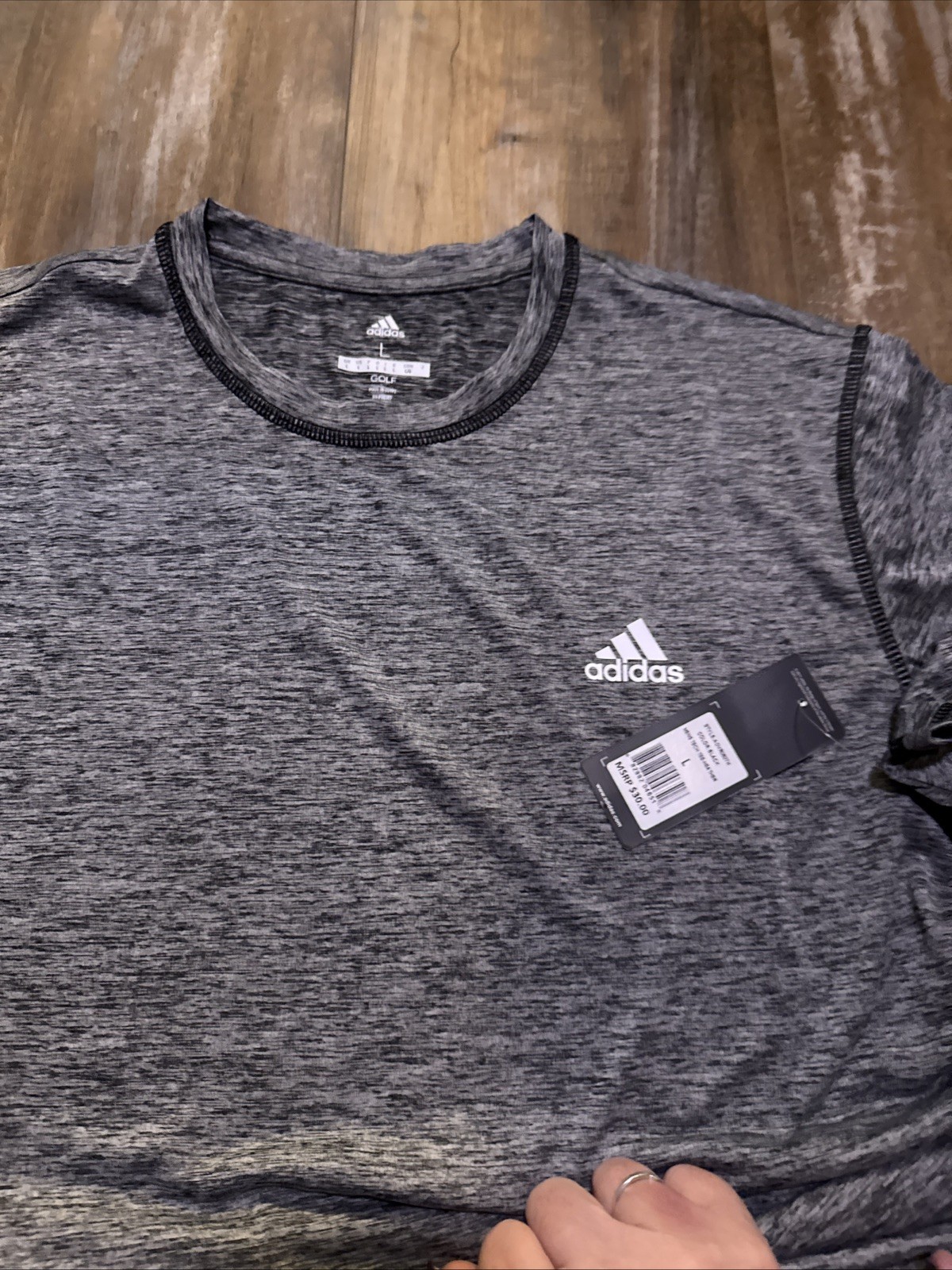 Adidas Men's Tech Tee Short Sleeve Shirt Black Space Dye Crew gallery