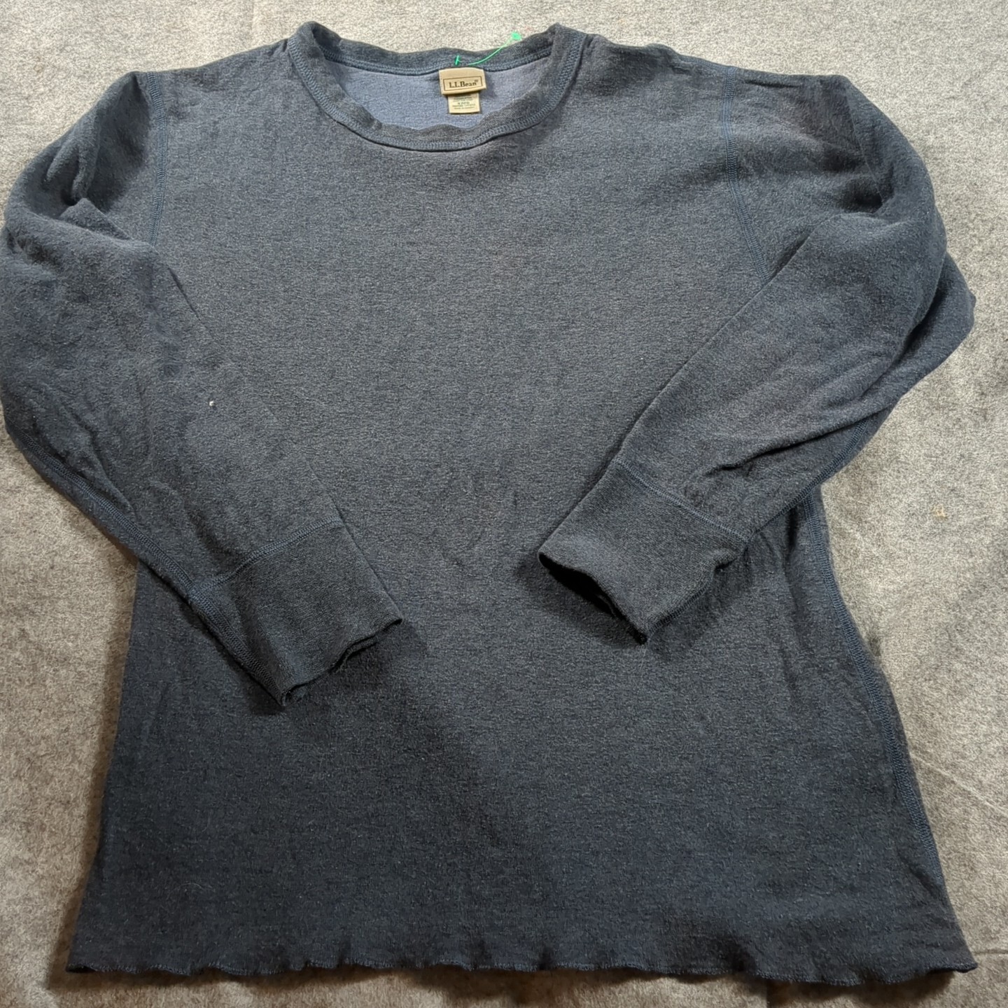 Vintage LL Bean Shirt Men S Gray Double Layer Long Sleeve Cotton Wool Blend Warm gallery