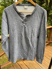 L.L. Bean Mens M River Driver 2 Layer Cotton Merino Wool Nylon Henley Shirt