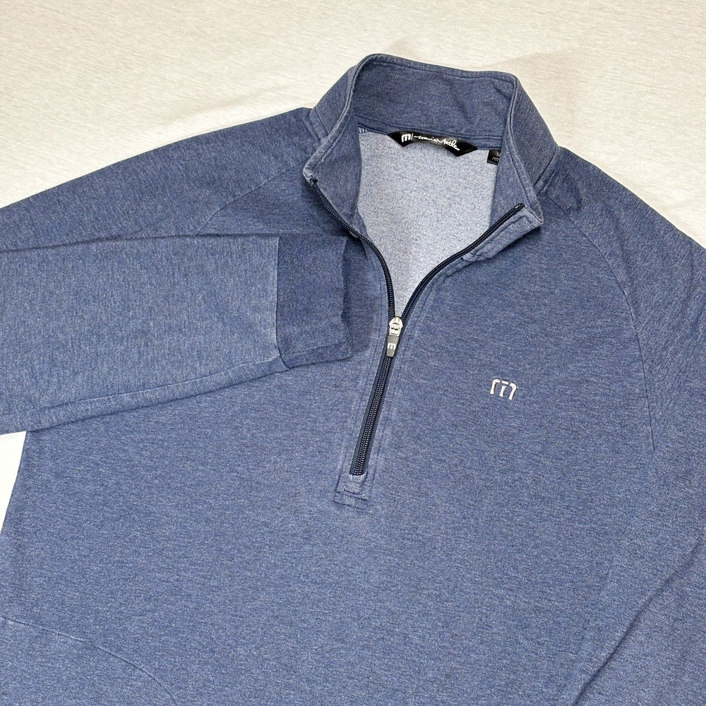 Travis Mathew 1/4 Zip Pullover Size Medium Blue Performance