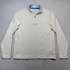 J Crew Performance Pullover Mens Medium Beige 1/4 Zip Stretch Athletic Shirt