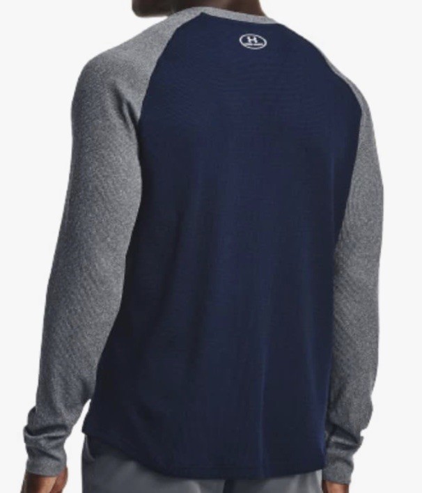 NWT Under Armour Men's UA Waffle Crew Long Sleeve Shirt Comfort Blue Gray Size L gallery