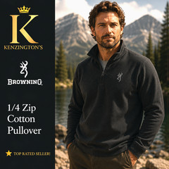 Browning 1/4 Zip Pullover Shirt Mens Large Black Cotton Blend Slim Fit