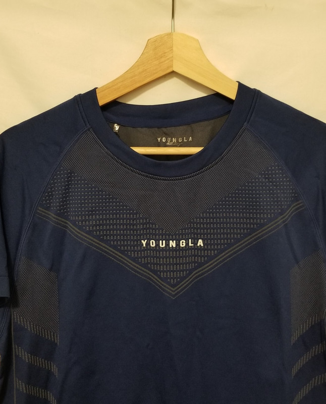 YoungLA 465 Superhero Compression Tee Men 2XL Dark Blue Super Fitted Gym Workout gallery