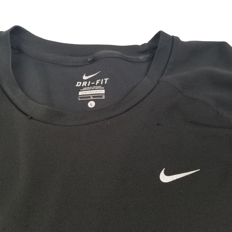 Nike Dri-Fit Shirt Men's Large Black Nike Miler Athletic Swoosh Running Athletic gallery