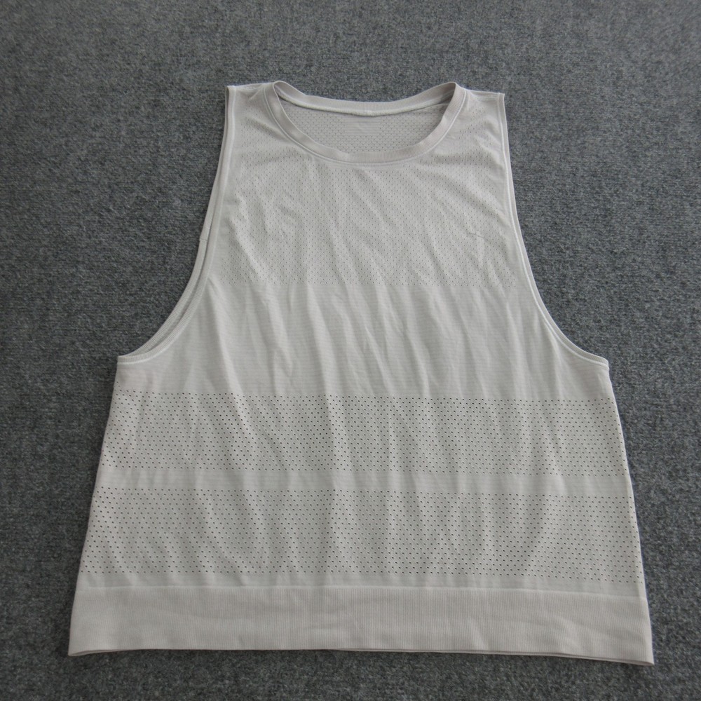 Lululemon Tank Top Mens Medium White Mesh Sleeveless Athletic Running Workout