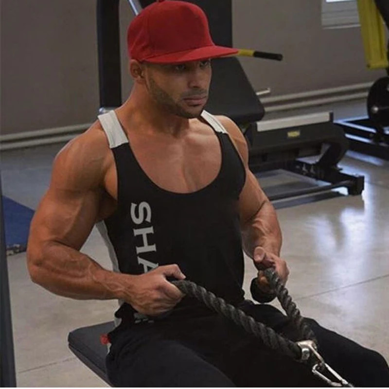 Men Solid Gym Stringer Tank Top Bodybuilding Fitness Singlets Muscle Vest gallery