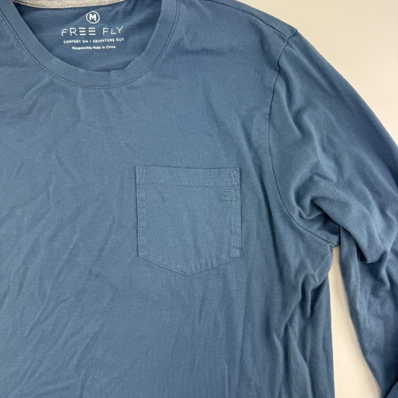 Free Fly Shirt Lot Of 2 Mens M Bamboo Long Sleeve Brown Henley & Blue Pocket Tee gallery