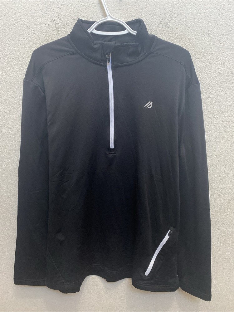 Eddie Bauer Motion Men's Large Black Pullover Long Sleeve 1/4 zip Free Dry NWT