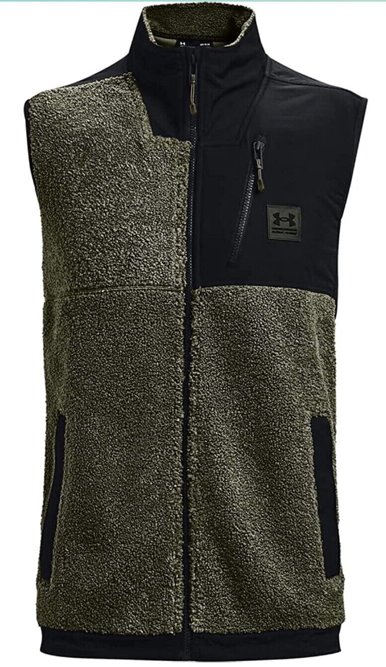 NWT MEN'S UNDER ARMOUR MISSION BOUCLE VEST- MARINE OD GREEN & BLACK MEDIUM gallery