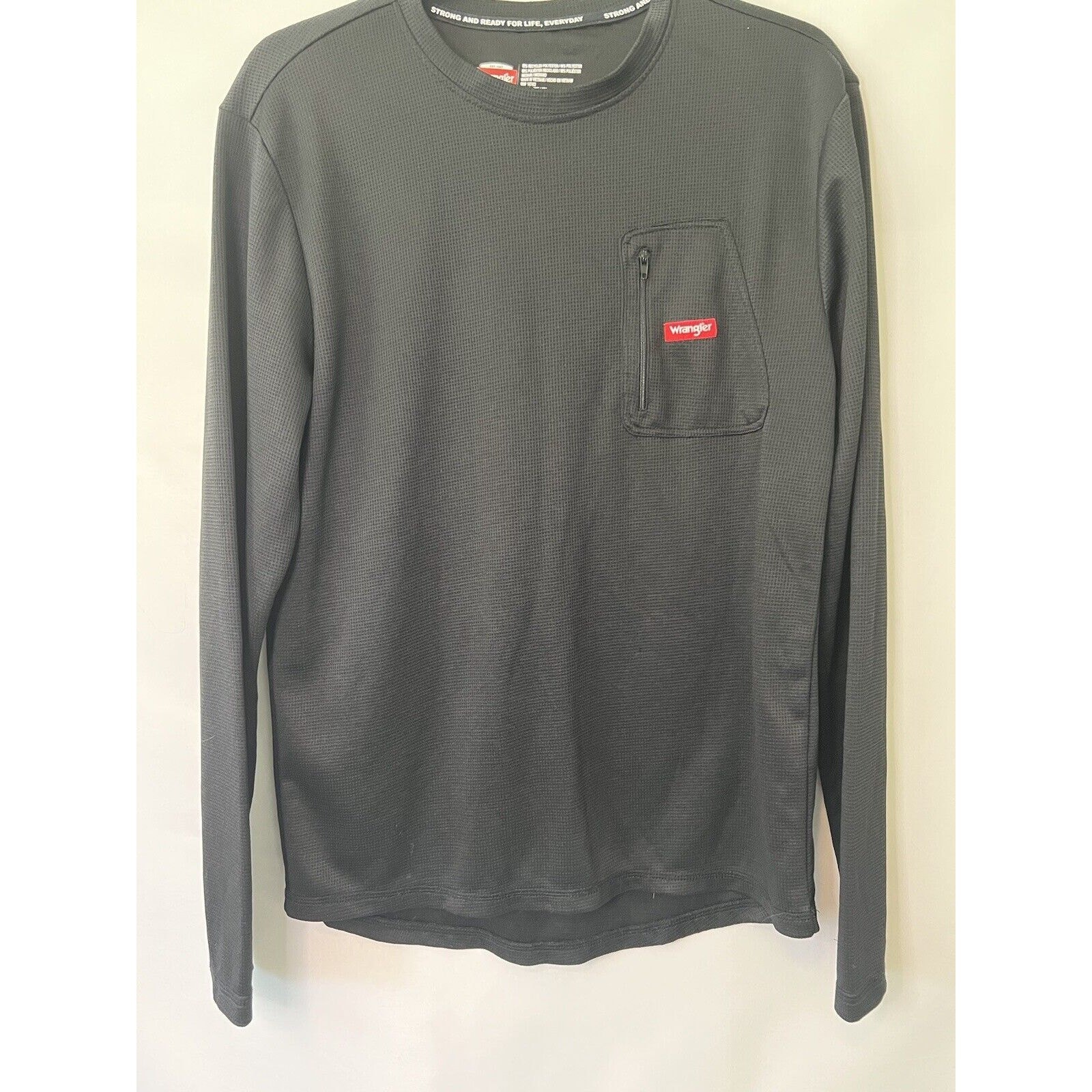 Wrangler Mens Medium Crew Neck Pullover Long Sleeve T Shirt Black gallery