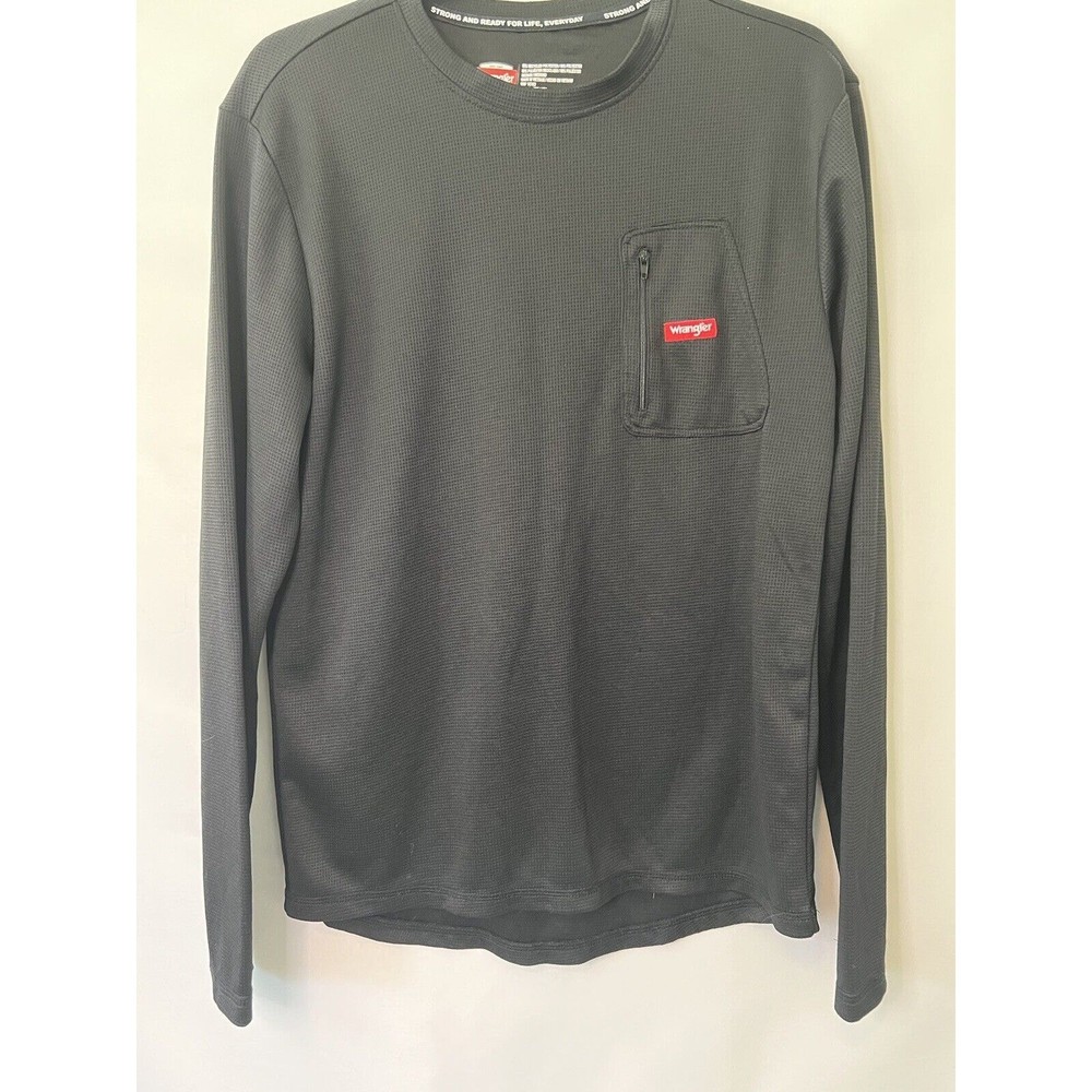 Wrangler Mens Medium Crew Neck Pullover Long Sleeve T Shirt Black