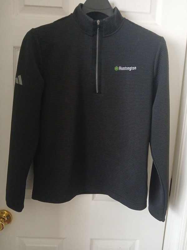 ✨️Black Adidas Ribbed 1/4-zip Performance Pullover Men's Medium Huntington Logo gallery