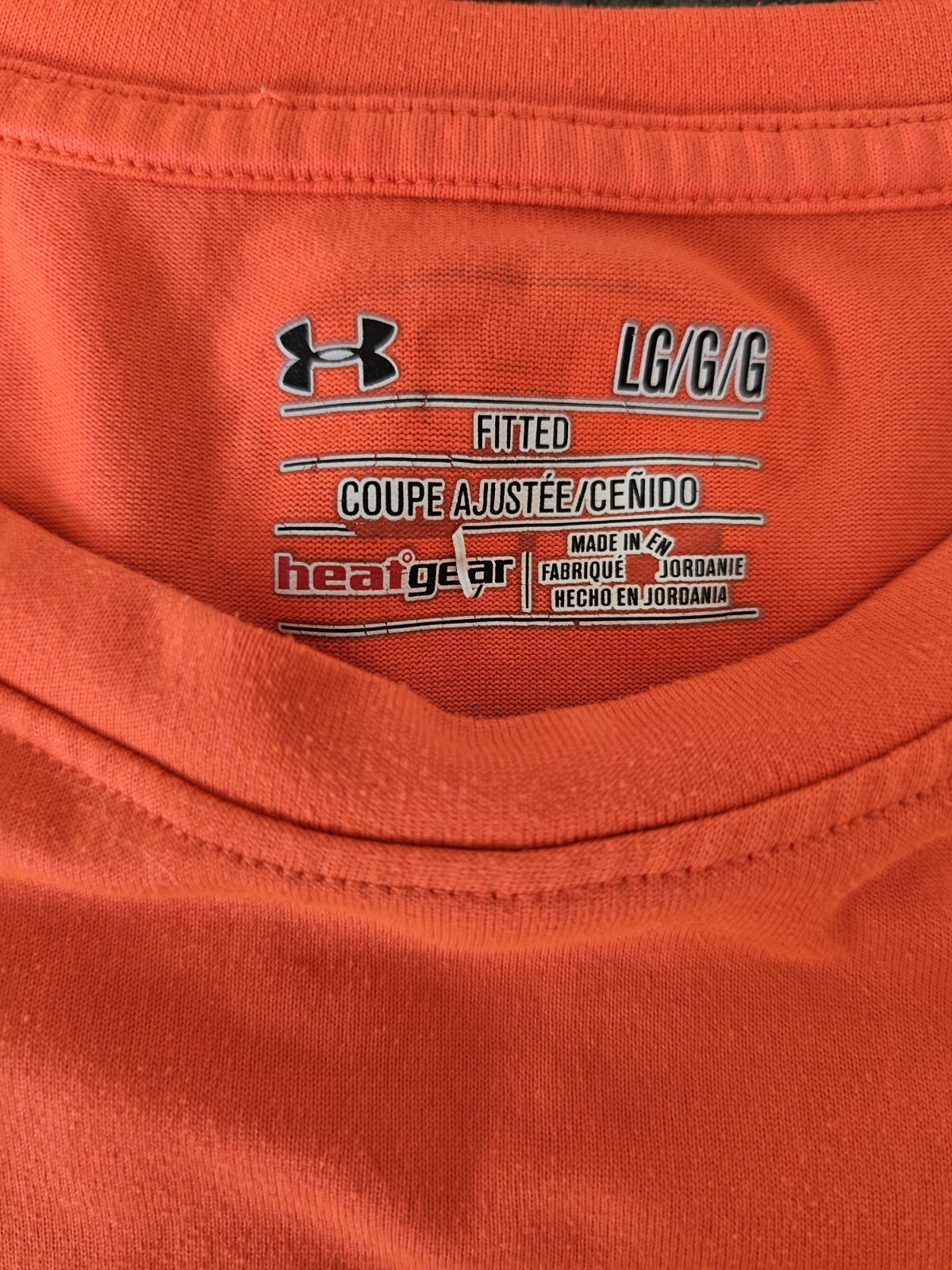 Under Armour HeatGear Orange Mens L Fitted Polyester Logo Crew Neck Run T-Shirt gallery