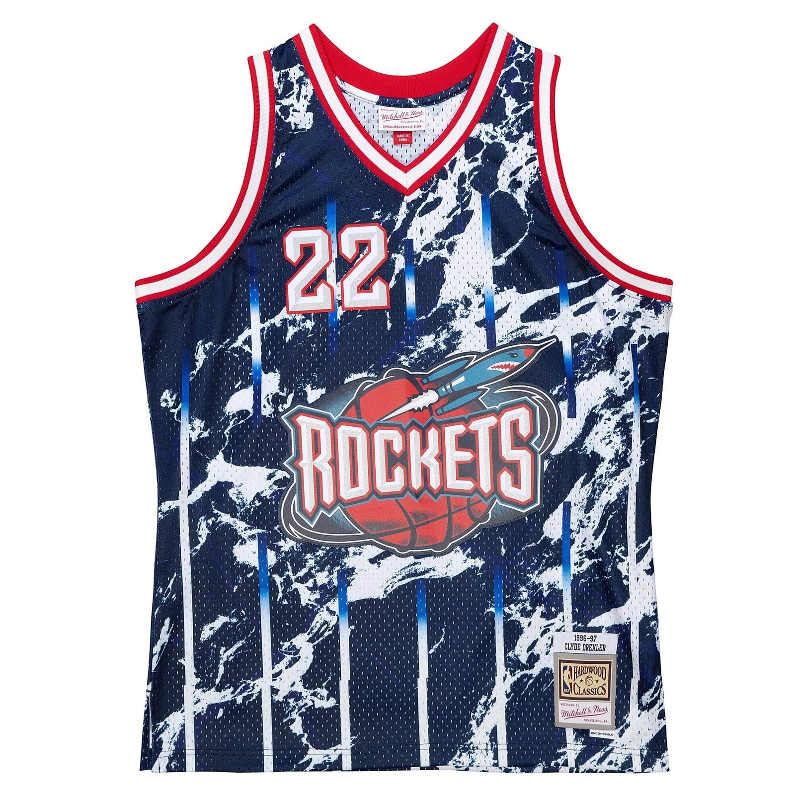 MITCHELL & NESS NBA MARBLE SWINGMAN JERSEY HOUSTON ROCKETS 1996 CLYDE DREXLER gallery