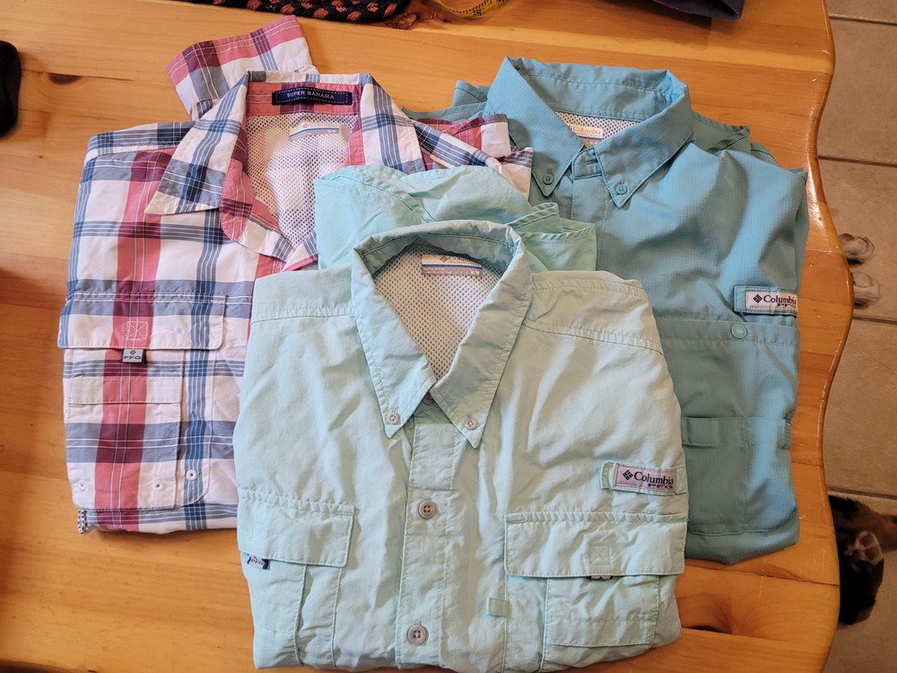 Lot of 3 Med Columbia PFG MENS 2 LONG/ 1 Short SLEEVE FISHING SHIRTS