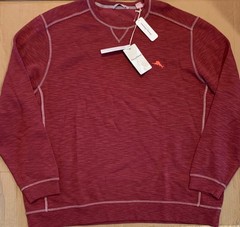 NWT $110 Tommy Bahama Men’s Ruby Wine Red Trinidad Crew Pullover L/S Shirt 3XL