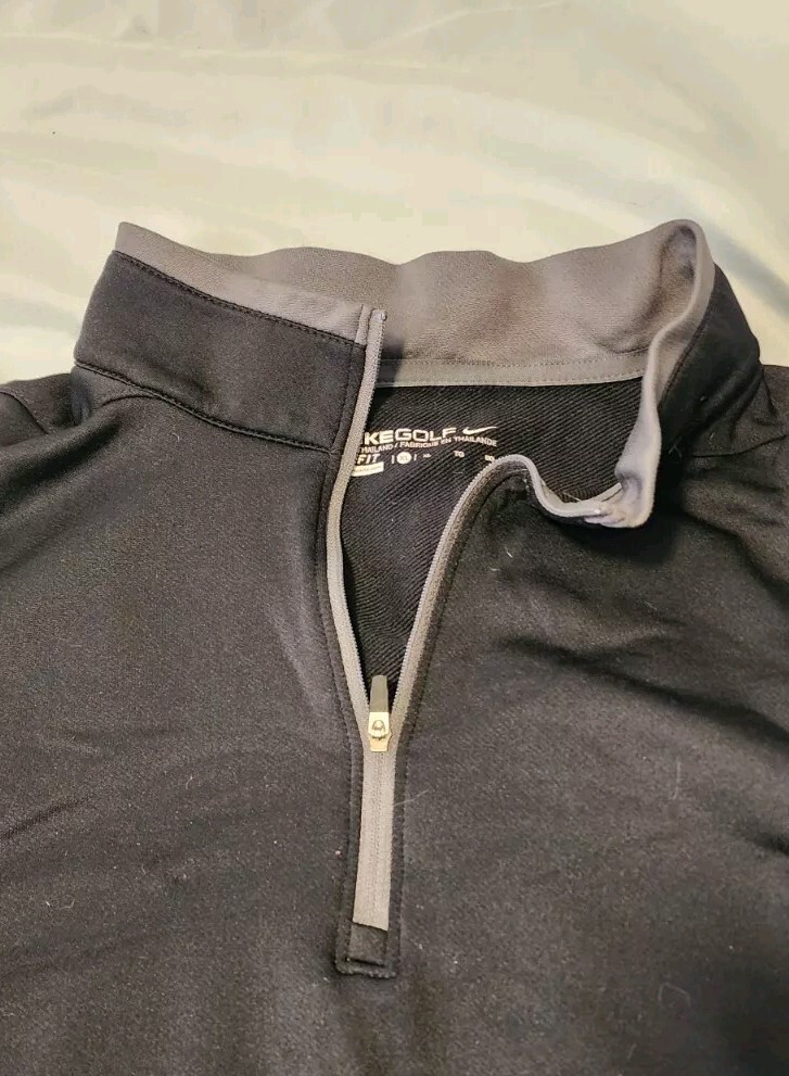 Nike Golf Men's Half Zip Dri Fit Pullover XL Black And Grey Thunderbird gallery