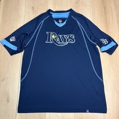 Majestic Tampa Bay Rays MLB Jersey Shirt Mens Large Navy Blue Embroidered Logo