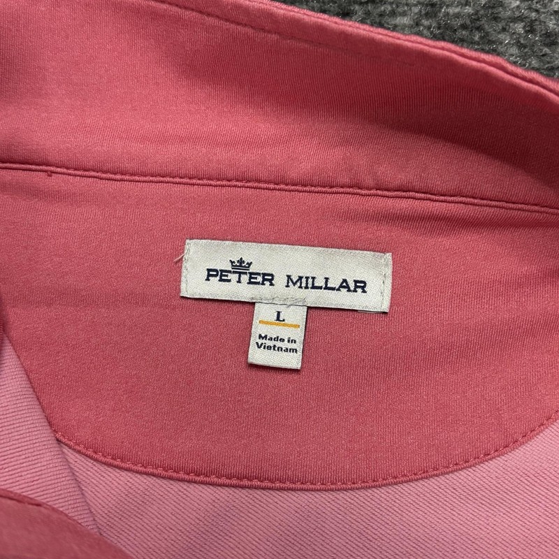 Peter Millar Pullover Mens Large Pink 1/4 Zip Mock Neck Golf Performance Stretch gallery