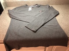 NWT H2H Men’s Thermal Henley Crew Neck Cotton Shirt Size Medium Grey Long Sleeve