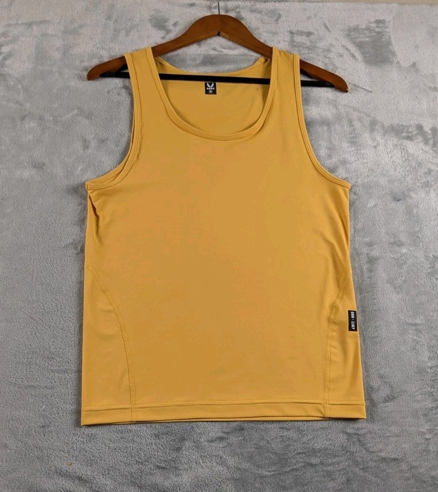 ASRV Tank Top Mens Medium Yellow Lycra Adaptiv Base Layer Performance DSG-1167