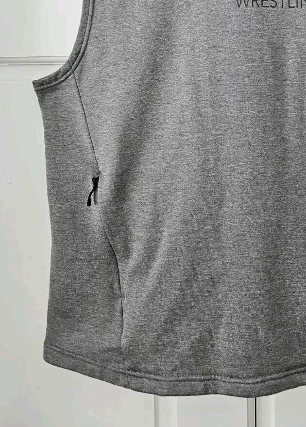 Under Armour Wrestling Sleeveless Hoodie Gray Pullover Workout Medium Fitted Zip gallery