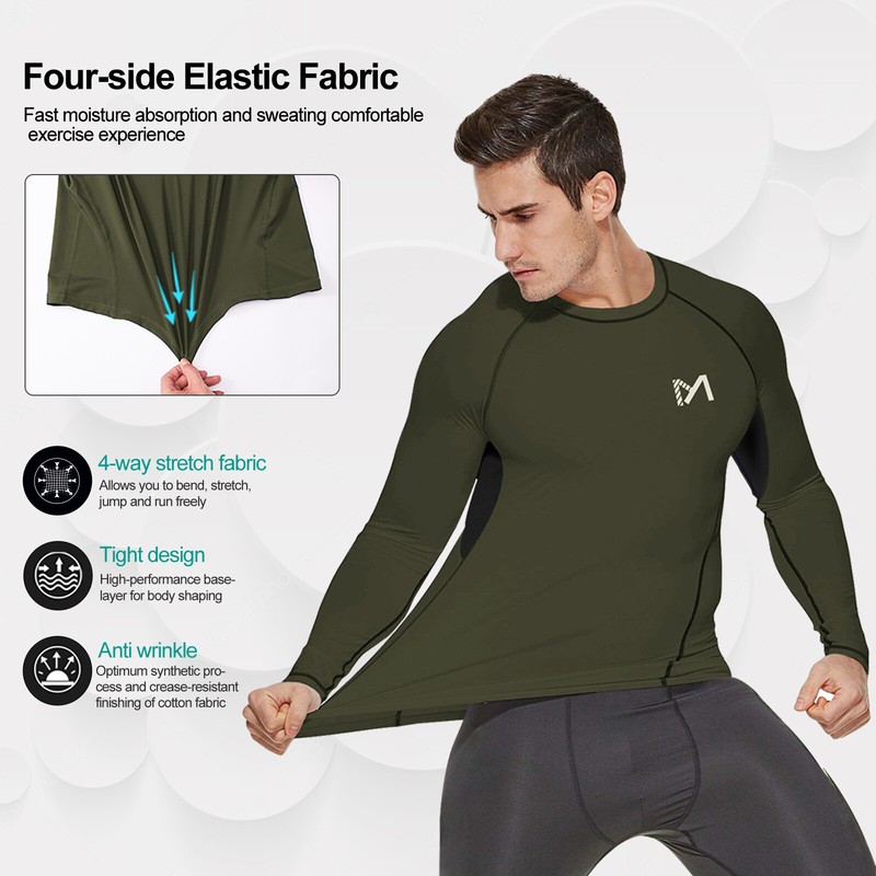 8 Pack/Set Compression Shirts for Men Long Sleeve Athletic Base Layer Undershirt gallery