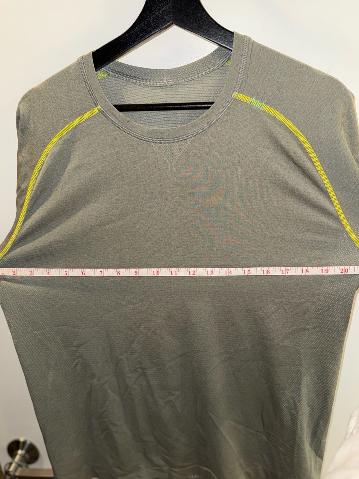 Lululemon Metal Vent Tech Short Sleeve Shirt Gray with Neon Yellow Contrast Stit gallery