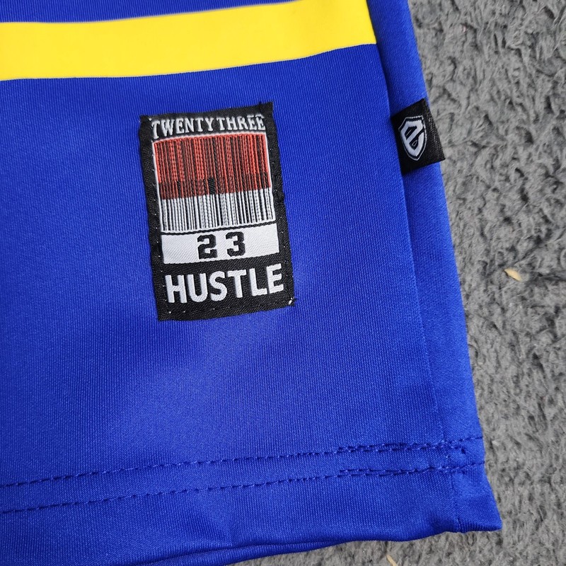 Encrypted Hustle Jersey Shirt Mens XL Blue 23 Long Sleeve V-Neck Graphic Top gallery