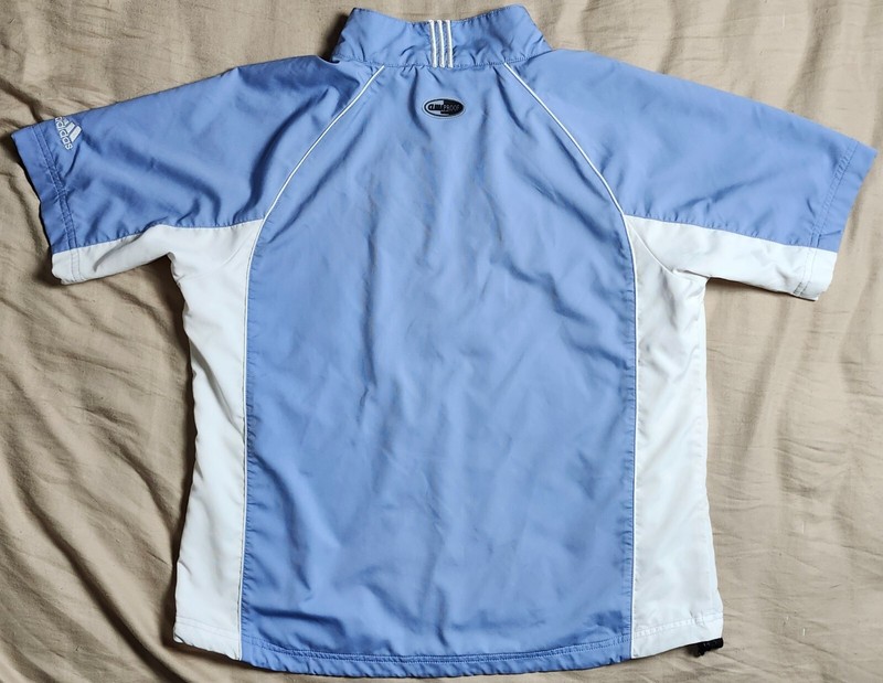 Adidas Climaproof Blue White Shirt Full Zip Men's Size Medium High Neck gallery