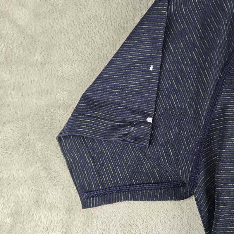 Lululemon Shirt Mens Navy Blue Striped Crew Neck Short Sleeve Tee Activewear gallery