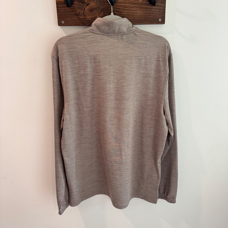 Reebok Mens 1/4 Zip Mock Driftwood Heather Slim Fit Pullover Large gallery