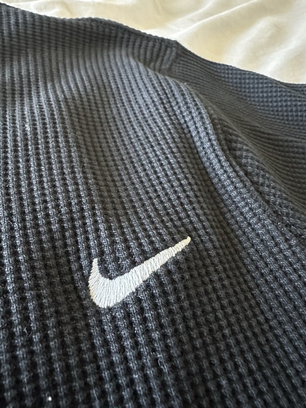 Mens Nike Life Long-Sleeve Heavyweight Waffle Top DX0894-010 - Black Size Large gallery