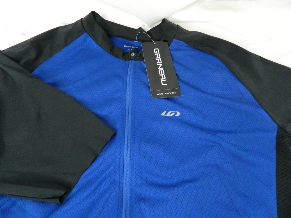 Garneau Cycling Jersey Mens XL Blue Black Connection 4 Short Sleeve Full Zip