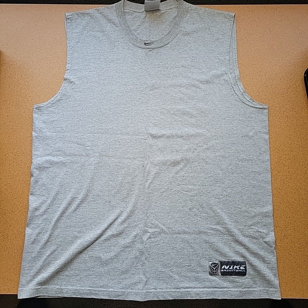Nike Mens Basketball Sleeveless Tee Gray 2000's Has Multiple Stains Size Large